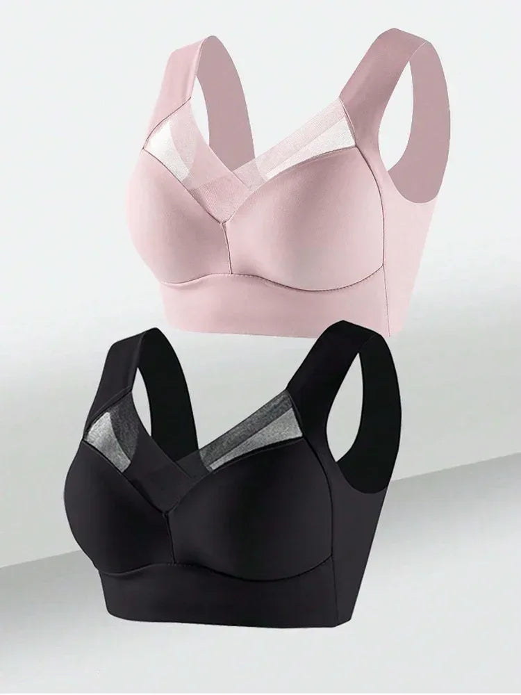 2 PCS Underwear Seamless Bra Women Is Sexy Large Size Tops Support Small Comfortable No Steel Ring Underwear L-6XL