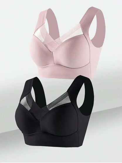 2 PCS Underwear Seamless Bra Women Is Sexy Large Size Tops Support Small Comfortable No Steel Ring Underwear L-6XL