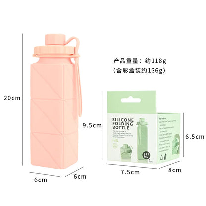 Collapsible travel water bottle, food grade BPA-free silicone collapsible water bottle, leak-proof portable water bottle, suitab