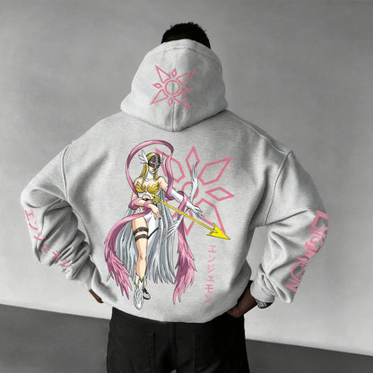 New Oversized Hoodie Men Women Digimon Anime Streetwear Casual Pullover Sweatshirt Hooded Jacket Autumn Winter Y2k Clothes Tops