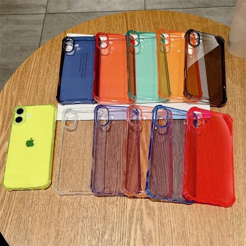 Luxury Jelly Clear Silicone Soft Case For iPhone 11 12 13 14 15 16 Pro Max 16 Plus Shockproof Protection Transparent Back Cover