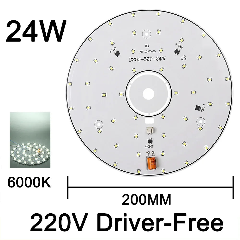 220V Driver-Free Light Panel LED Light Chip DIY Round Nordic Light Source Accessories Replacement Household Chandelier Bulb Patc