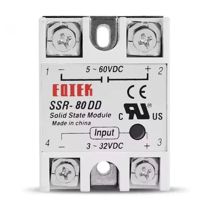 DC-DC Single Phase Solid State Relay SSR Module 10A 25A 40A 60A 80A 100A Input Voltage 3-32V 12V to 5-60V DC Output Load Relays