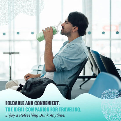 Collapsible travel water bottle, food grade BPA-free silicone collapsible water bottle, leak-proof portable water bottle, suitab