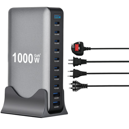 New 1000W GaN USB Type C Charger PD3.1 PPS 10-Port Desktop Fast Charging Station Adapter for Tablets & Mobile Dropshipping