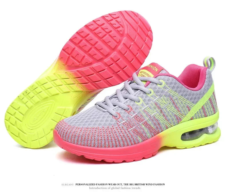 Women's Knitted Running Shoes Colorful Design Breathable Mesh Comfortable Bright Colors Shoes Outdoor Fitness Jogging Walking