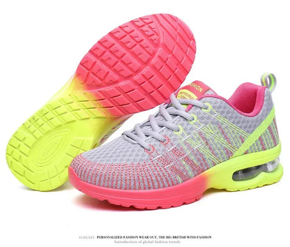 Women's Knitted Running Shoes Colorful Design Breathable Mesh Comfortable Bright Colors Shoes Outdoor Fitness Jogging Walking