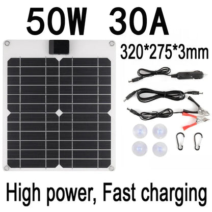 100W 5A-60A Solar Car Battery Charger Kit 5V/12V Fast Charging, high current fast charging Built-in Voltage Regulator