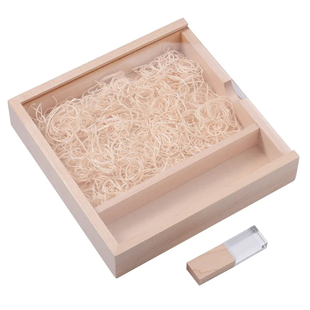 Walnut Album Box USB Flash Drives 128GB Photography Studio Memory Stick 64GB Free Custom Logo Pen Drive 32GB 16GB Wedding Gift