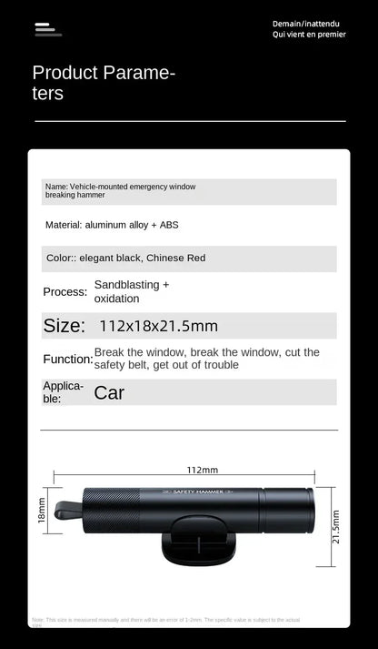 2 In 1 Car Safety Hammer Emergency Glass Breaker Cut The Seat Belt High Hardness Tungsten Steel Rescue Tool Auto Accessories