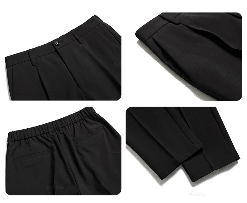 All Seasons New Smooth Pendulous Suit Pants Men Business Long Trousers Korean Formal Ankle Length Pant Male Plus Size 40