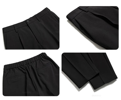 All Seasons New Smooth Pendulous Suit Pants Men Business Long Trousers Korean Formal Ankle Length Pant Male Plus Size 40
