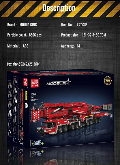 Mould King 17007 17008 Technical Truck Building Block Remote Control Liebherred LTM 11200 Crane Model Kids Christmas Car Toys