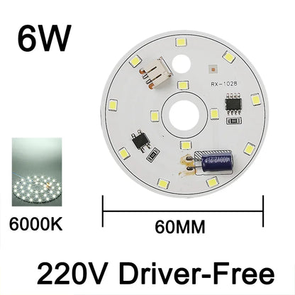 220V Driver-Free Light Panel LED Light Chip DIY Round Nordic Light Source Accessories Replacement Household Chandelier Bulb Patc
