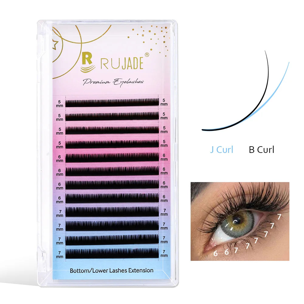 RUJADE Bottom Lower Eyelash 5-8mm Short Natural Individual Under Lashes Soft Professional Faux Mink Lash Extensions