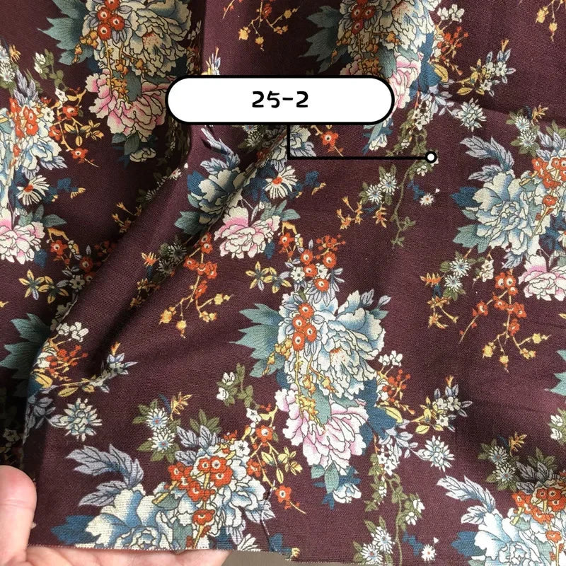 145cm Wide Printed Cotton and Linen Fabric Small Floral Patterns Retro Shirt Dress DIY Clothing Sewing Fabric 90% Cotton Content