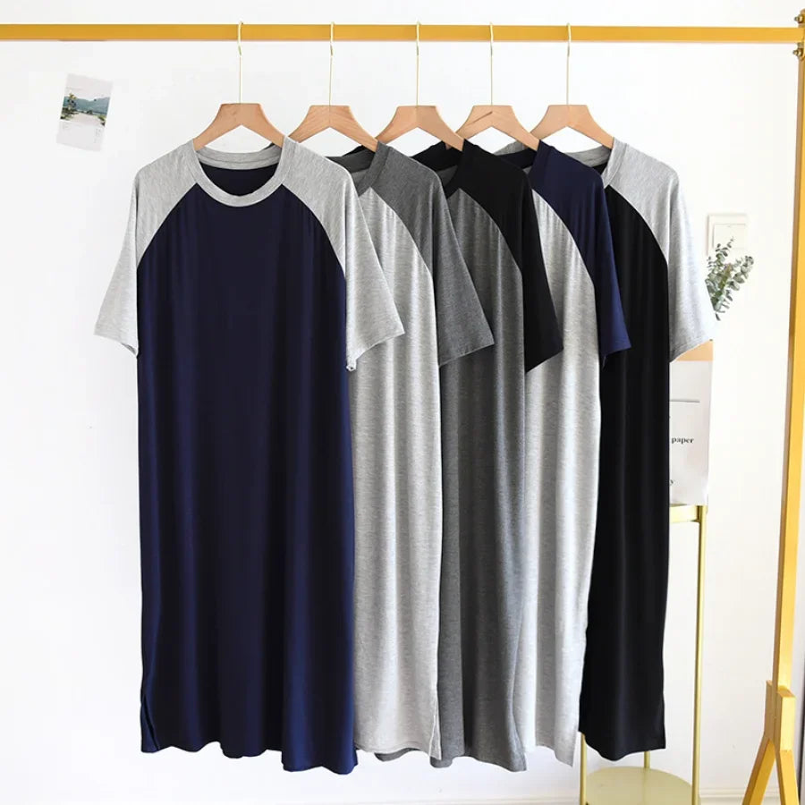 Plus Size 4XL 5XL Men's Summer Pajamas Modal Fabric Casual Soft Men's Nightgown Night Dress Male Oversized Bathrobe Mens Robe