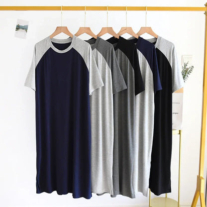 Plus Size 4XL 5XL Men's Summer Pajamas Modal Fabric Casual Soft Men's Nightgown Night Dress Male Oversized Bathrobe Mens Robe