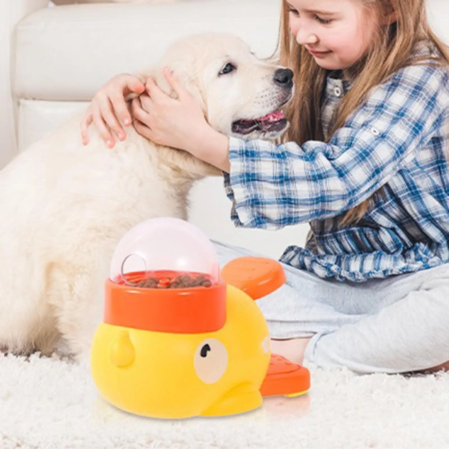 Pet slow food bowl, duck dog snack dispenser, slow anti-swallowing dog food feeder interactive feeder for small and medium pets