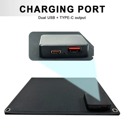Practical Solar Panel Foldable Power Bank SOECOPO 40W Portable Charge Phone Outdoor Activities  USB + Type - C 5V/2.4A Camping