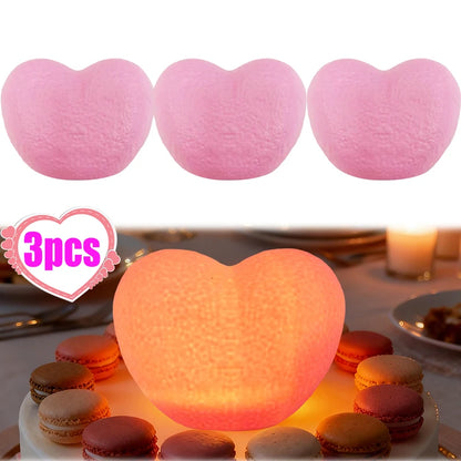 Romantic Creative 3D Love Heart LED Lamp Wedding Cake Night Light Ornament Birthday Christmas Home Ambient Light Gift Box Decor