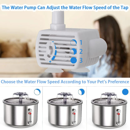Stainless Steel Pet Water Feeder Cat Automatic Water Fountain USB Electric Mute for Cat Dog Filter Fountain Smart Drinking Bowl