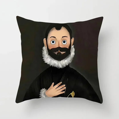 Creative Cartoon Oil Painting Mona Lisa Van Gogh Cushion Cover Portrait Painting Throw Pillow Case Cojines Decorativos Para Sofa