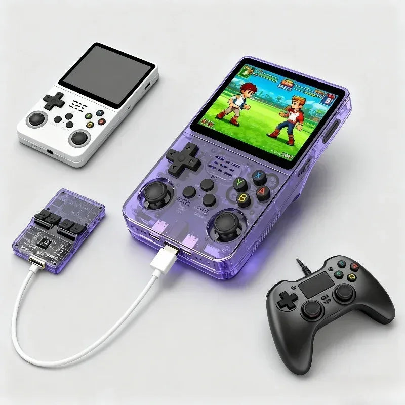 R36S Retro Handheld Video Game Console Arkos System 3.5 Inch IPS Screen 128GB Portable Pocket Game Player for Kids