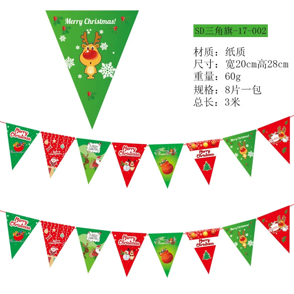 Christmas Banner Tree Ornaments Merry Decoration for Home 2025 Santa Claus Pendant Xmas Gifts New Year 2026 Flag Party Pulling