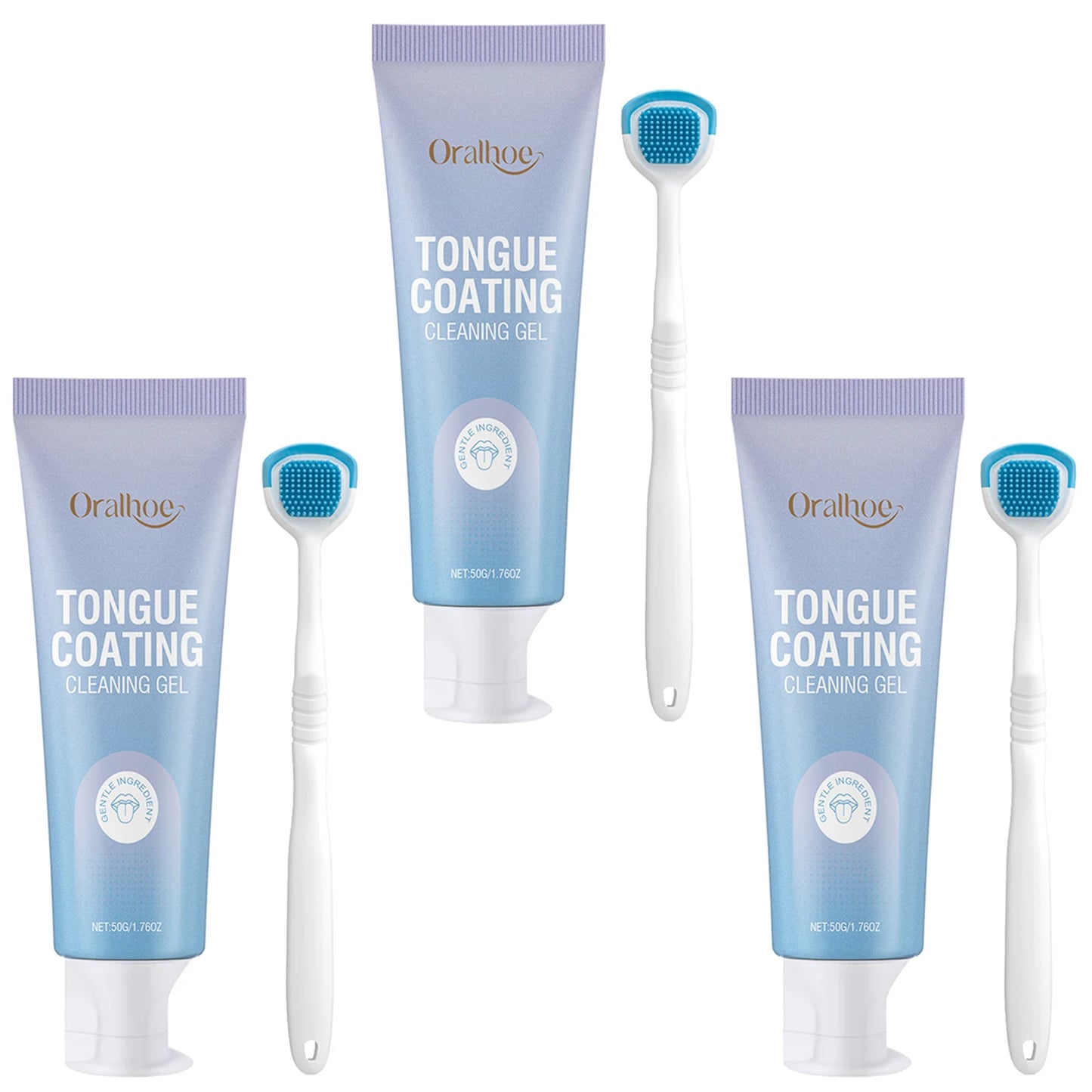 50ml Tongue Cleaning Gel Set,For Bad Breath Long Lasting-Freshness Mouth Odor-Eliminators,Tongue Cleaning Paste For Home