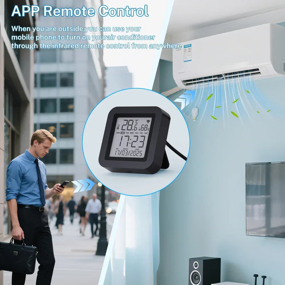 Tuya WiFi IR Remote Control With Temperature Humidity Sensor for Smart Home APP via Smart Life Work with Yandex Alexa