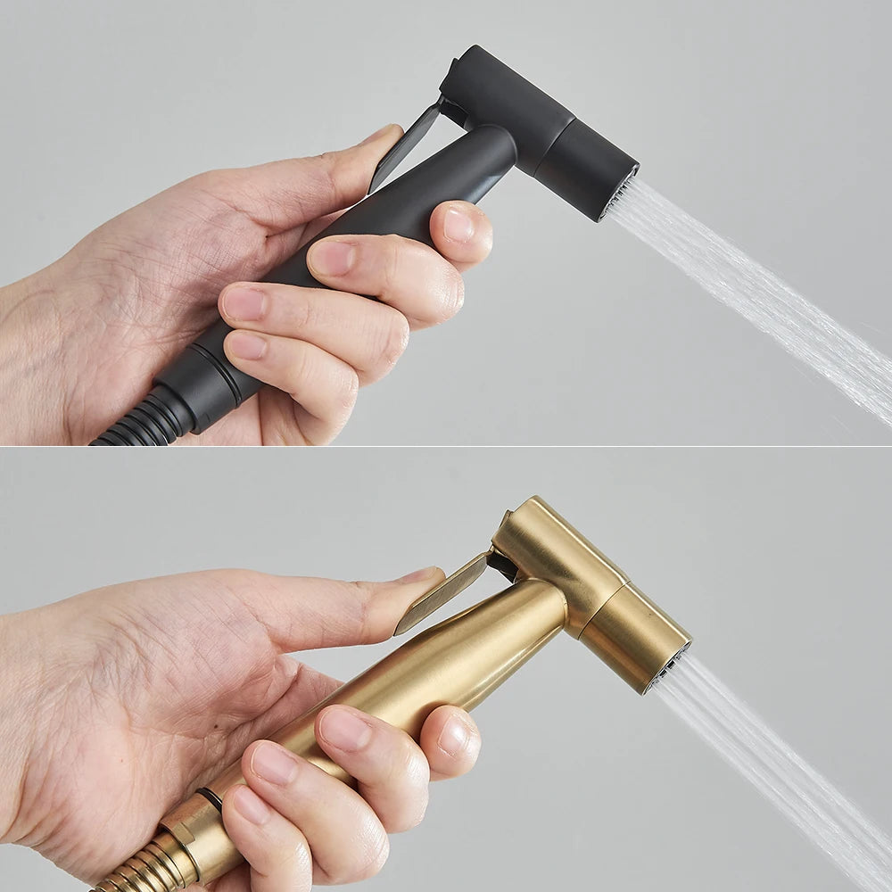 Brushed Gold Handheld Toilet Bidet Sprayer Stainless Steel Bidet Shower Hygienic Shower Wall Toilet Bidet Sprayer Cold Water