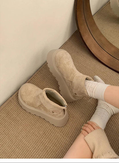 Winter Fashion Platform Heels Women Ankle Boots Keep Warm Height Increase  Short Booties Shoes Zapatos Mujer