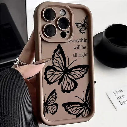 Black Butterfly Case for Motorola Moto Edge 40 Neo 50 Pro 50 Fusion 5G G84 G14 G04 G32 G35 G52 G30 G60S G53 G22 E13 E14 Casing