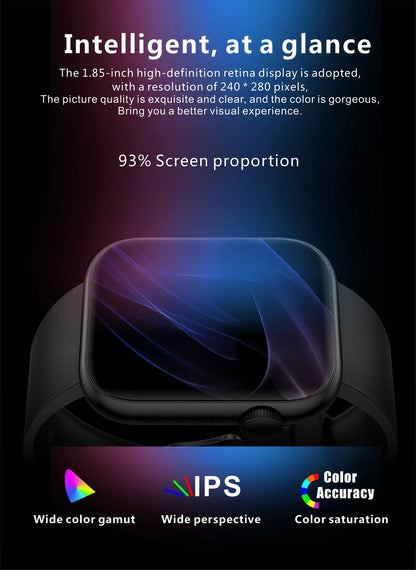 LIGE New Women Smart Watch 1.85 Full Touch Bluetooth Call Smart Wristwatch Body Temperature Watch Sports Bracelet Men Smartwatch