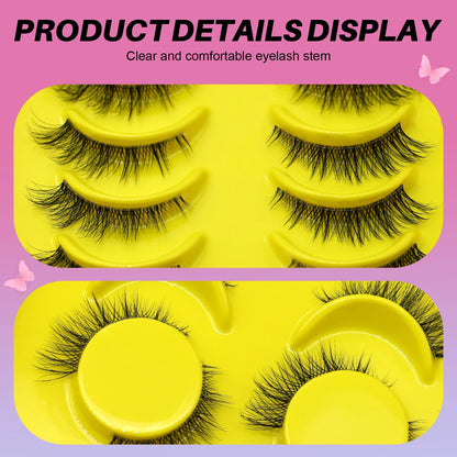 GROINNEYA Half Lashes Cat Eye Lashes Soft Natural Clear Band Lashes Natural Look Faux Mink Wispy Mink Eyelashes Makeup