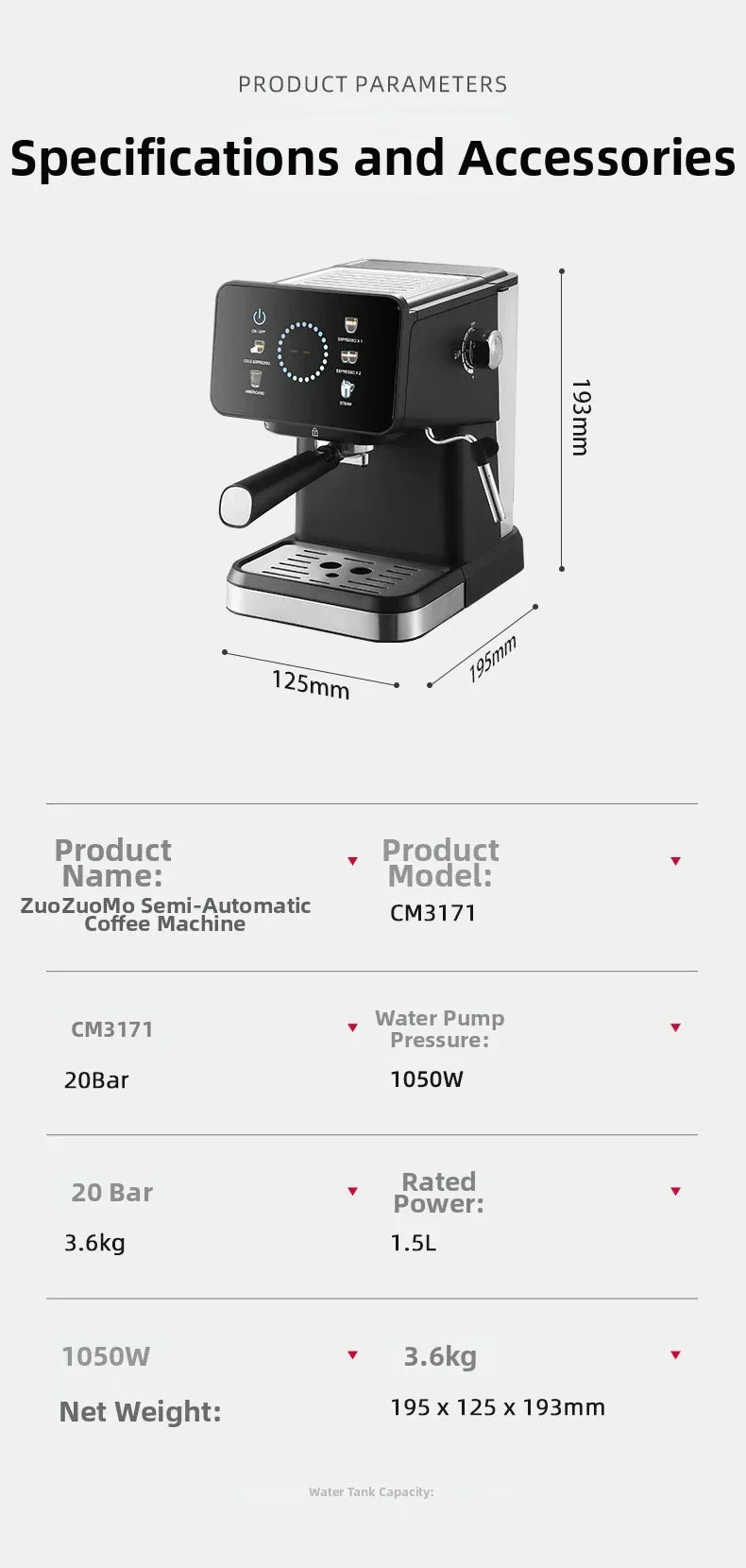 20Bar Pressure, Dual Brew (Hot/Cold), Smart Touchscreen, Milk Frother, Fast Heating, Energy Saving - Perfect for Home Baristas