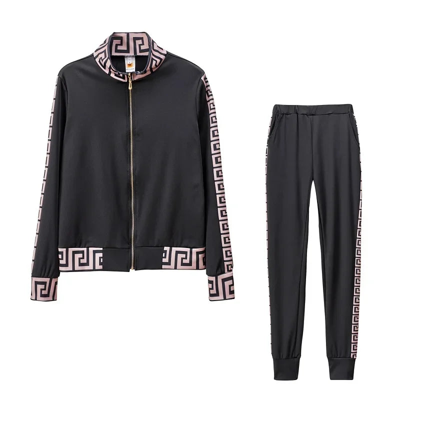 2025 Europe And The United States New Style Leisure Printing Stitching Two-piece Suit