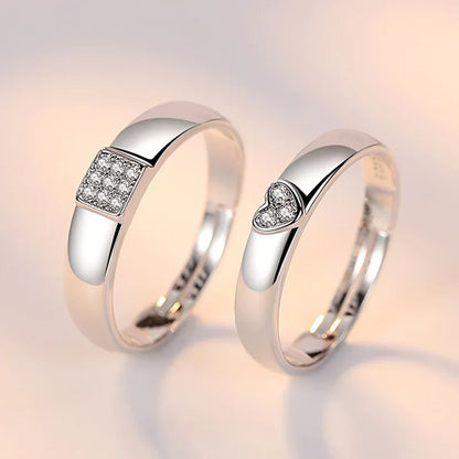 New Zircon Heart Matching Ring For Women Men Set Forever Endless Love Wedding Rings Couple Charm Valentine's Day Jewelry Gifts
