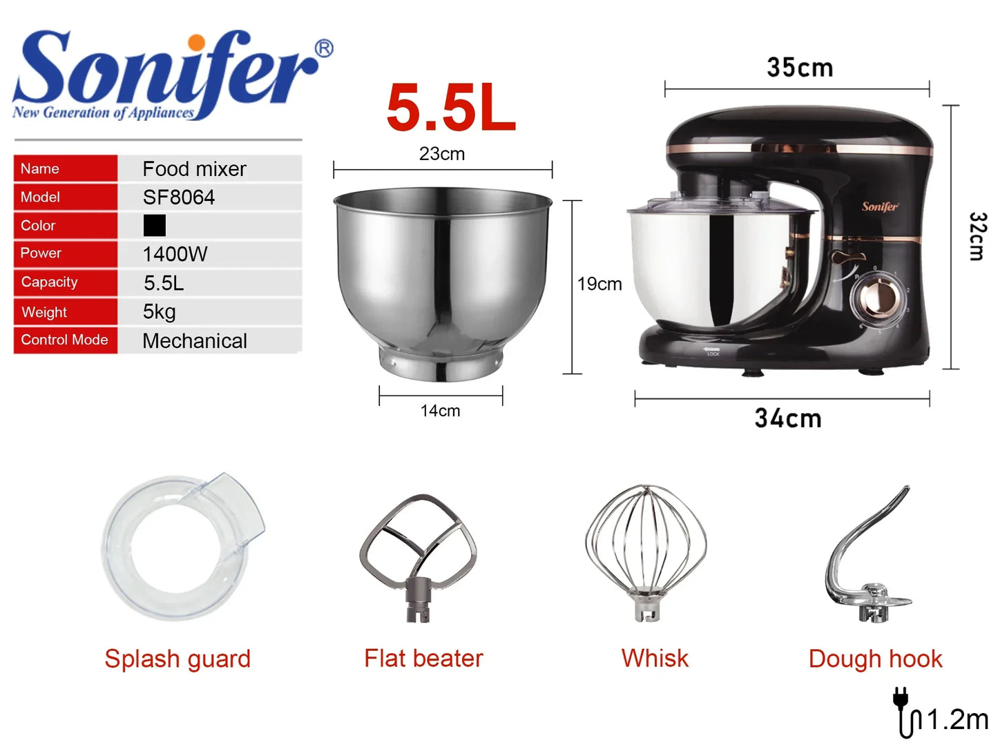 Stand Mixer Professional Kitchen Aid Food Blender Cream Whisk Cake Dough Mixers With Bowl Metal Gear Chef Machine Charm Sonifer