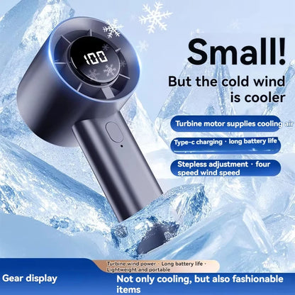 Lenovo Portable Ice Cooling Mini Handheld Fan 100 Speeds Powerful Fan High-speed USB Rechargeable Cooler with Phone Stand