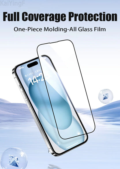 4Pcs Full Cover Tempered Glass For iPhone 16 11 12 13 14 15 Pro Max Anti-Burst Screen Protector For iPhone 7 8 XR XS Max Glass