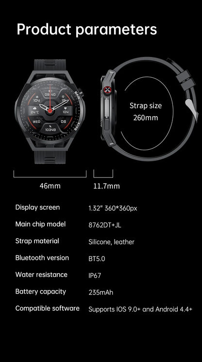 LIGE NFC 2026 New Ultra Military Smart Watch Men 1.32" IPS IP67 Waterproof ECG Smartwatch   For iOS Android Sports Smart Watches