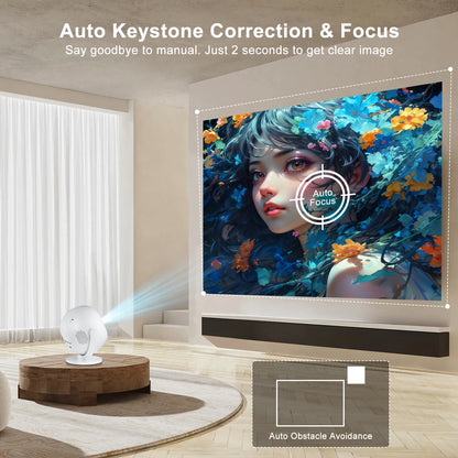 XBJ Spherical Home Theater 4K Projector, Android WiFi 6 BT 5.0 Auto Keystone 360° Rotation Portable Video Projector for Outdoor