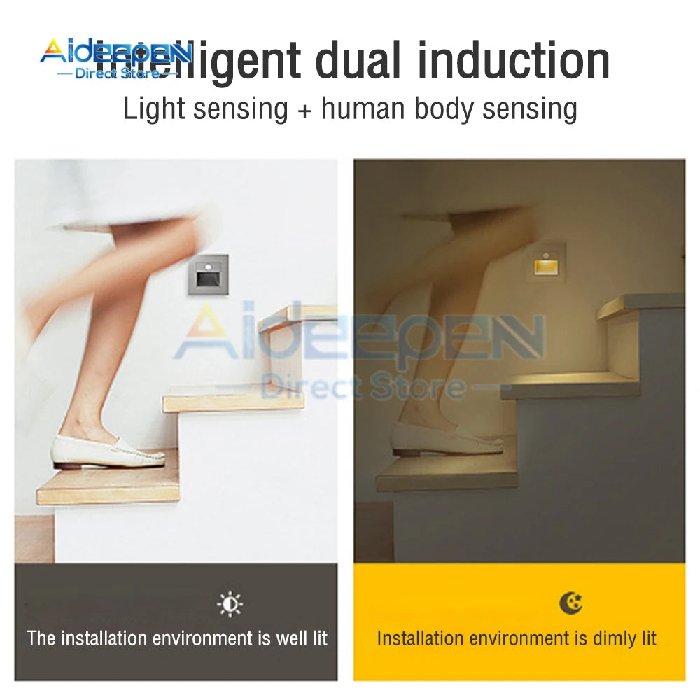 PIR Motion Detector Sensor Led Stair Light Infrared Human Body Induction Lamp Recessed Steps Ladder Staircase Bedroom Decoration