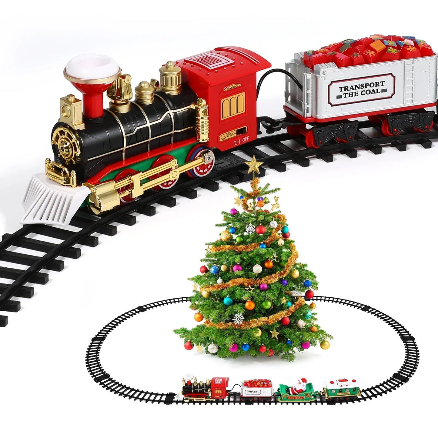 Christmas Train Set Electric Railway Tracks Train Toy With Sound Light For Kids Gift Under The Christmas Tree Decoration