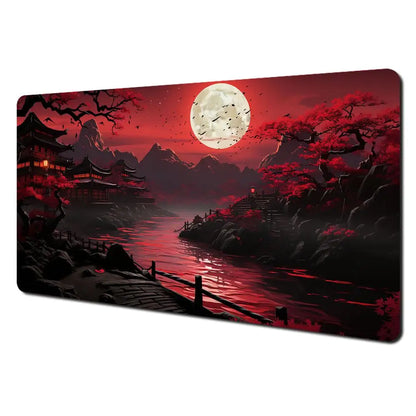 Red and Black Art Landscapes Large Mouse Pad Anti-Slip Durable Desk Mat Offices Accessories Keyboard Mouse Mat Tapis De Bureau