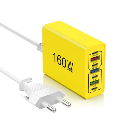 160W 7 Ports USB Charger USB Type C Wall Charger Adapter For Xiaomi iPhone Samsung POCO EU/US Plug USB PD Travel Chargers Socket