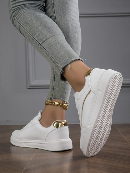 Baasploa Women Casual Sneakers Leather Platform Sneakers for Women Classics Comfort Skateboarding Shoes Non-Slip