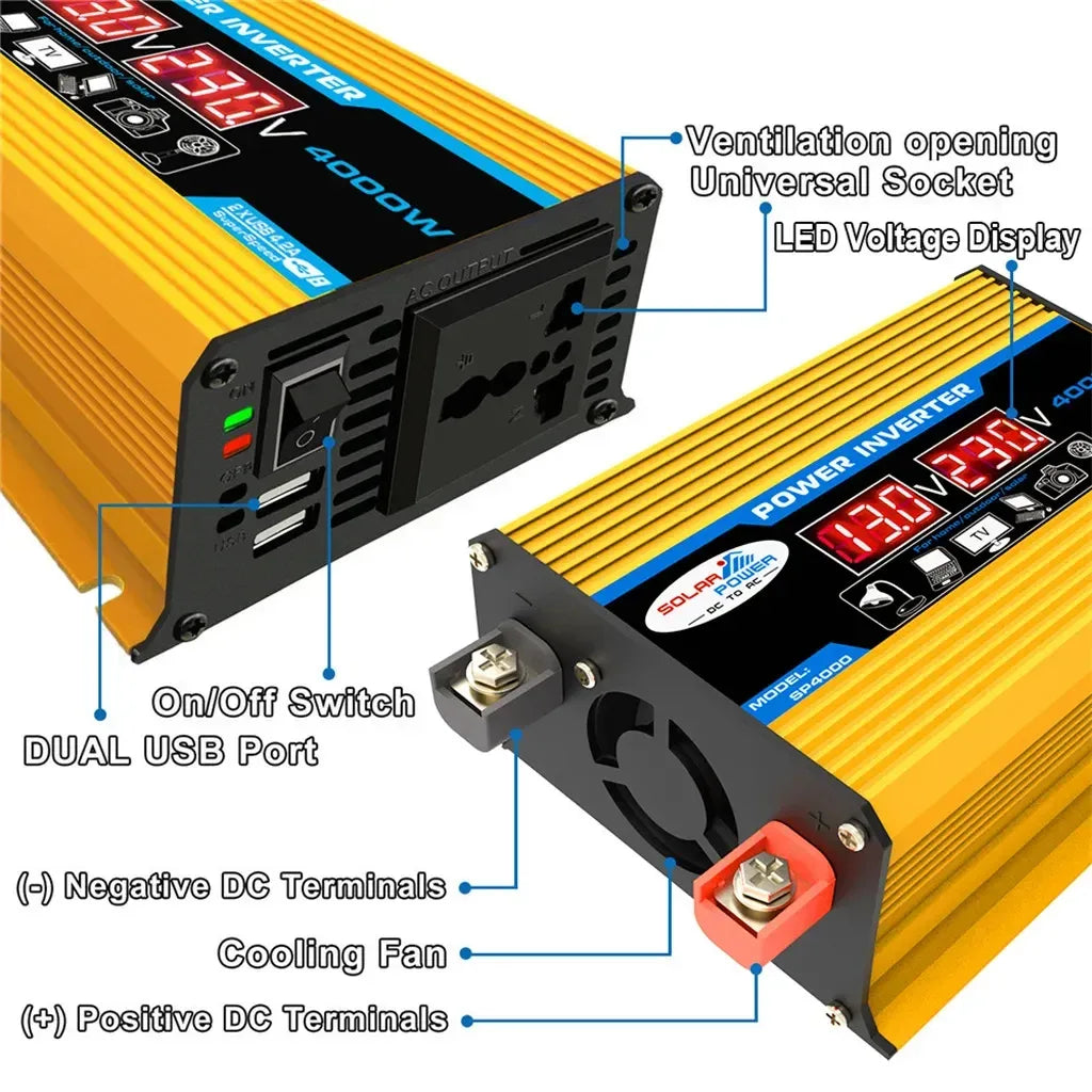 2000W Solar Energy System 110V/220V 4000W Solar Panel Inverter Glass 12V Battery Charging Controller For Home/Outdoor Use